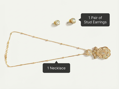 Elegant Gold-Plated Kundan Necklace Set with Stud Earrings | Bridal & Festive Jewelry