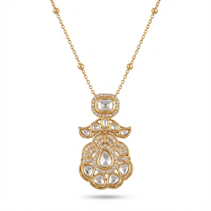 Elegant Gold-Plated Kundan Necklace Set with Stud Earrings | Bridal & Festive Jewelry