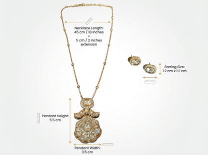 Elegant Gold-Plated Kundan Necklace Set with Stud Earrings | Bridal & Festive Jewelry