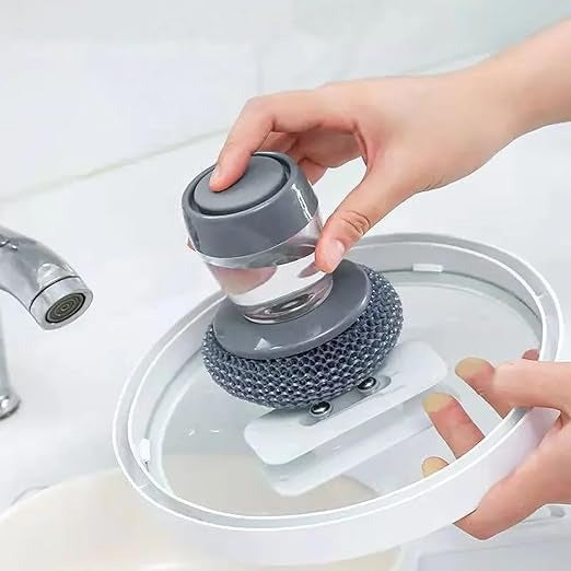 Soap Dispensing Dish Brush (Pack of 2): Palm Brush, Kitchen Cleaning